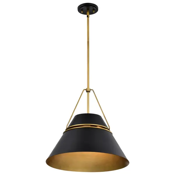 Adina 3-Light Large Pendant in Matte Black and Natural Brass - Image 4