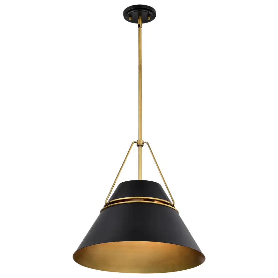 Adina 3-Light Large Pendant in Matte Black and Natural Brass - Image 4