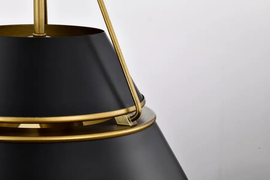 Adina 3-Light Large Pendant in Matte Black and Natural Brass - Image 7