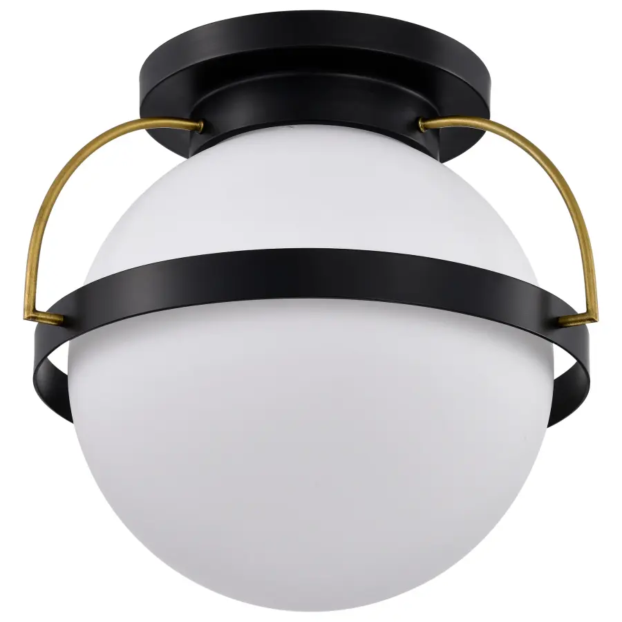 Lakeshore Large Flush Mount - Matte Black & Natural Brass - Image 1