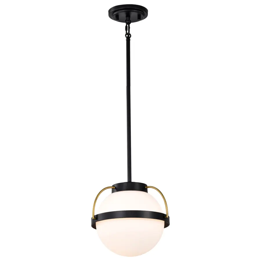 Lakeshore Small Pendant Light in Matte Black & Natural Brass - Image 2