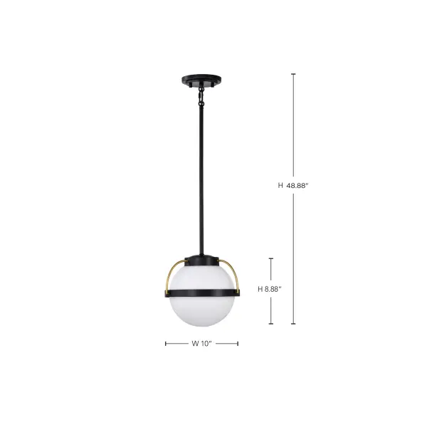 Lakeshore Small Pendant Light in Matte Black & Natural Brass - Image 14