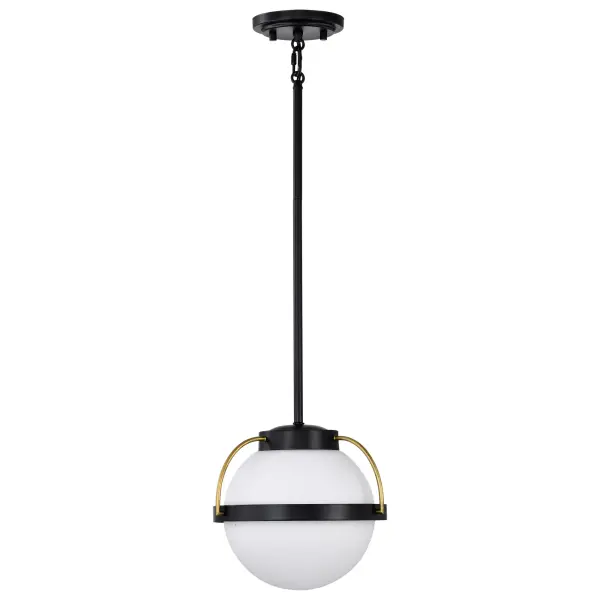 Lakeshore Small Pendant Light in Matte Black & Natural Brass - Image 3