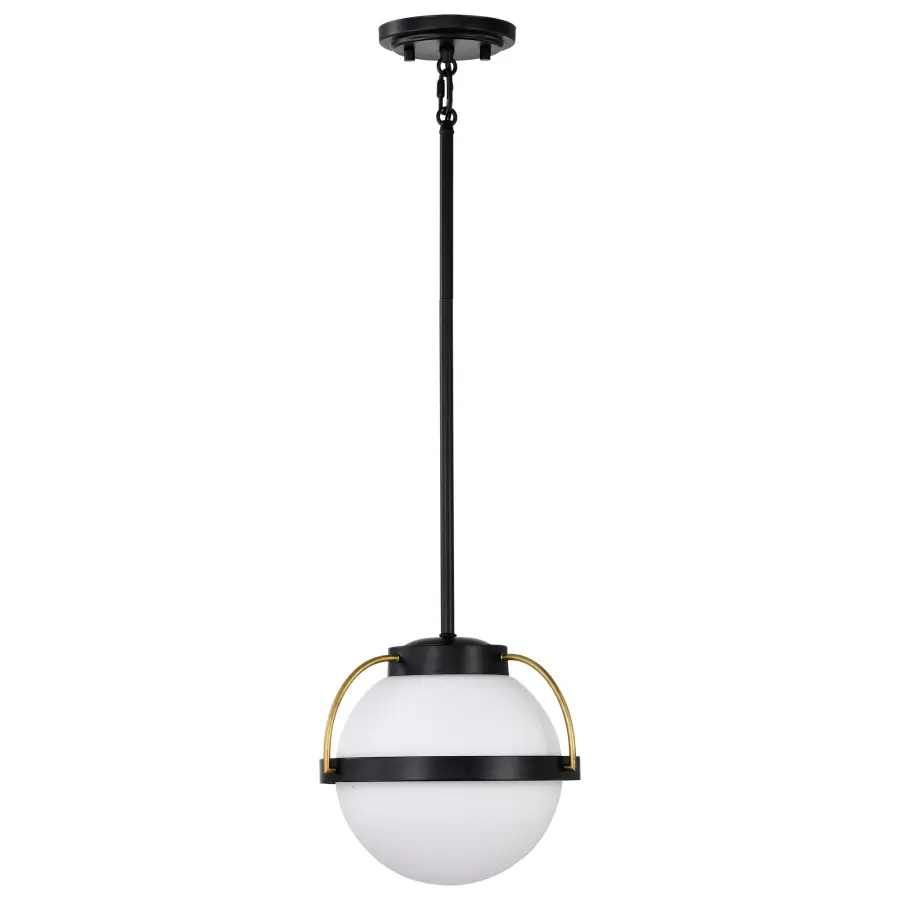 Lakeshore Small Pendant Light in Matte Black & Natural Brass - Image 3