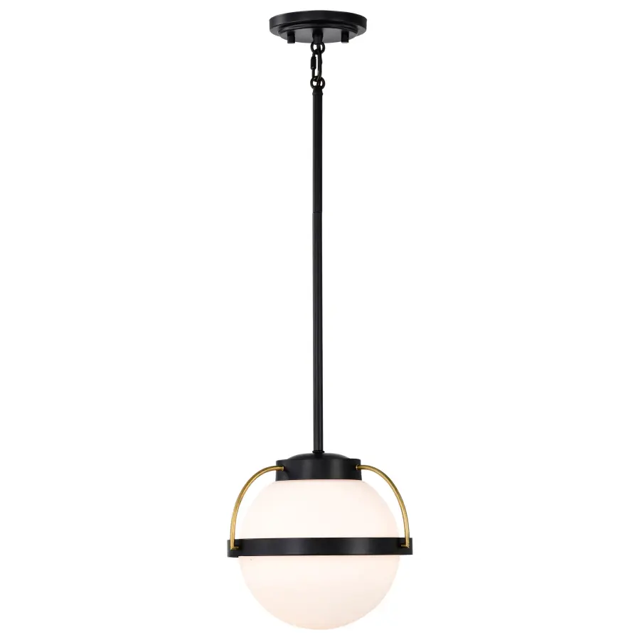 Lakeshore Small Pendant Light in Matte Black & Natural Brass - Image 4