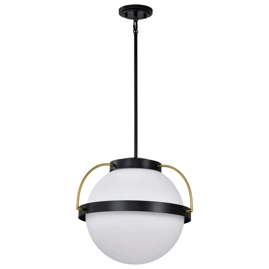 Lakeshore 1-Light Medium Pendant in Matte Black & Natural Brass - Image 1