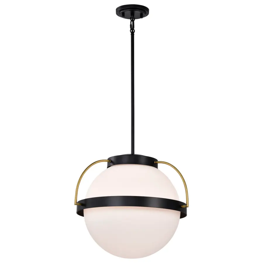 Lakeshore 1-Light Medium Pendant in Matte Black & Natural Brass - Image 2