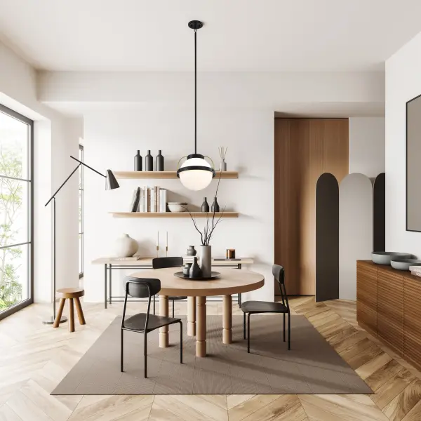Lakeshore 1-Light Medium Pendant in Matte Black & Natural Brass - Image 13
