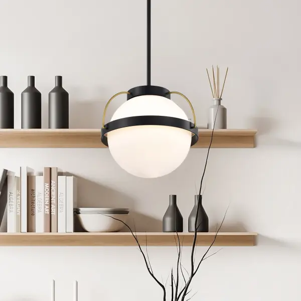Lakeshore 1-Light Medium Pendant in Matte Black & Natural Brass - Image 14