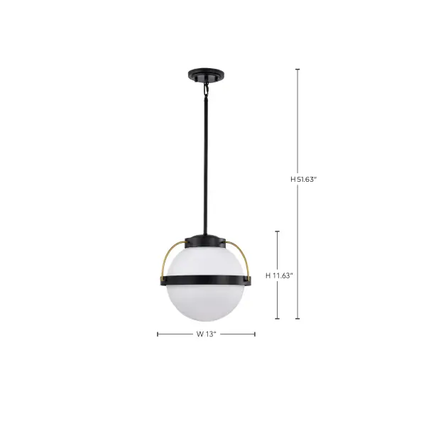Lakeshore 1-Light Medium Pendant in Matte Black & Natural Brass - Image 15
