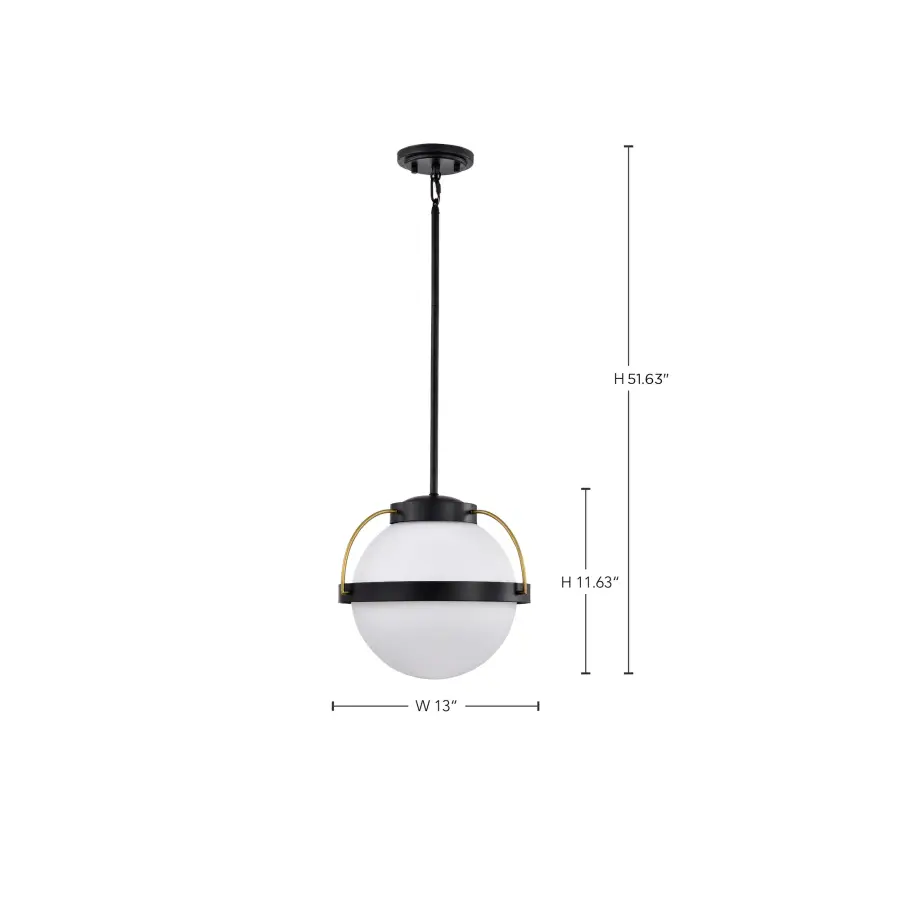 Lakeshore 1-Light Medium Pendant in Matte Black & Natural Brass - Image 15