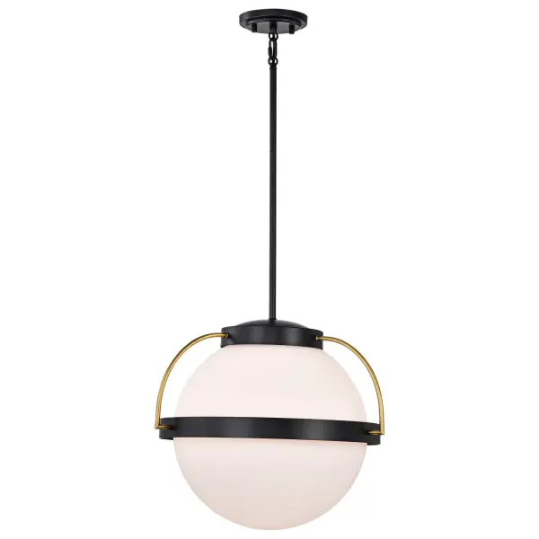 Lakeshore 1-Light Medium Pendant in Matte Black & Natural Brass - Image 3