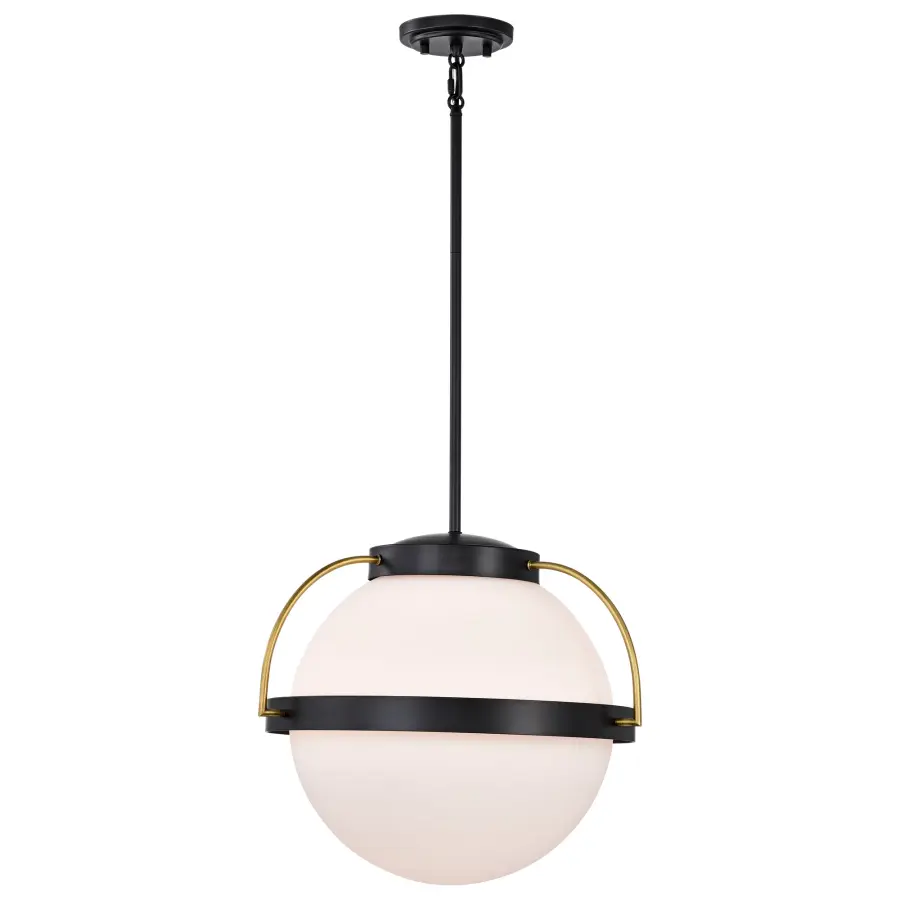 Lakeshore 1-Light Medium Pendant in Matte Black & Natural Brass - Image 3