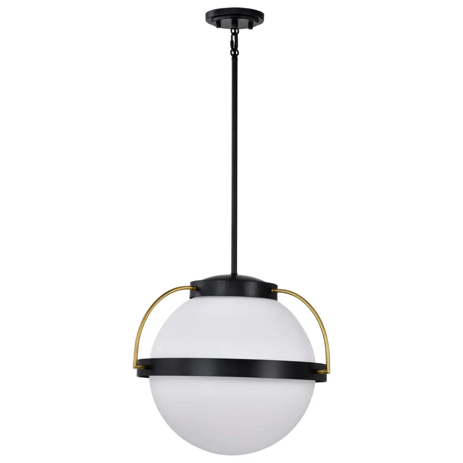 Lakeshore 1-Light Medium Pendant in Matte Black & Natural Brass - Image 4