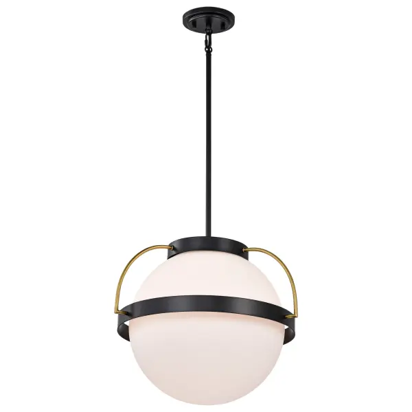 Lakeshore 1-Light Medium Pendant in Matte Black & Natural Brass - Image 5