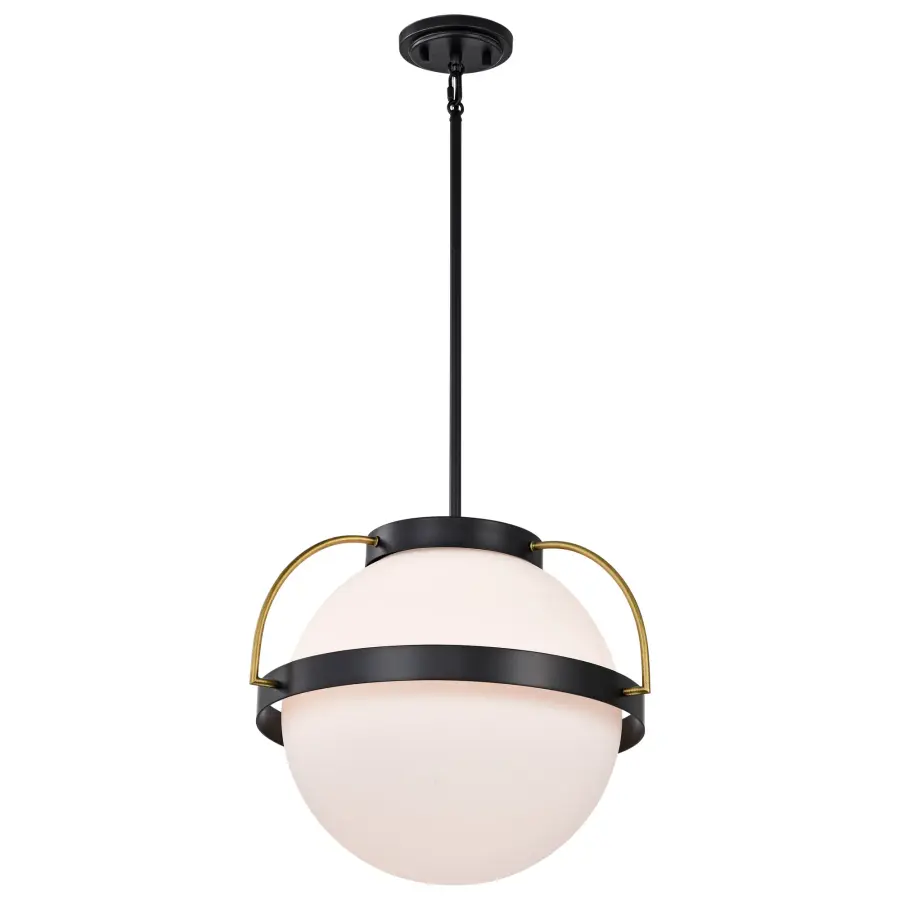 Lakeshore 1-Light Medium Pendant in Matte Black & Natural Brass - Image 5
