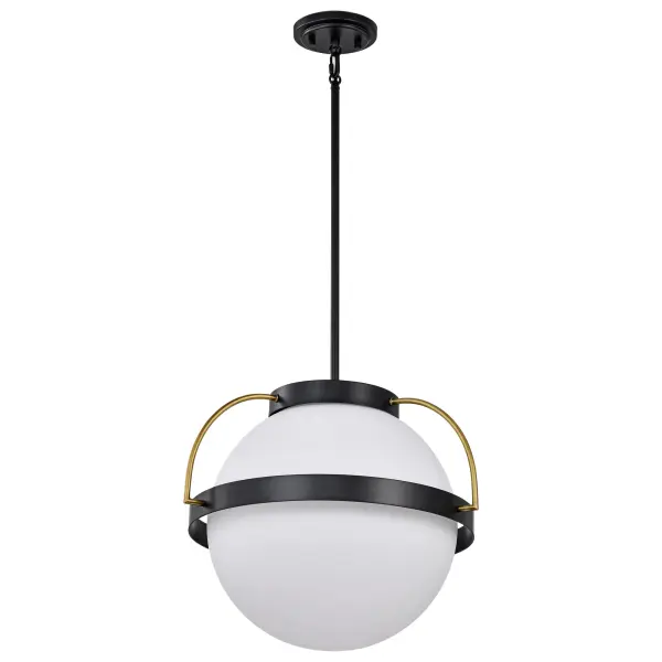 Lakeshore 1-Light Medium Pendant in Matte Black & Natural Brass - Image 6