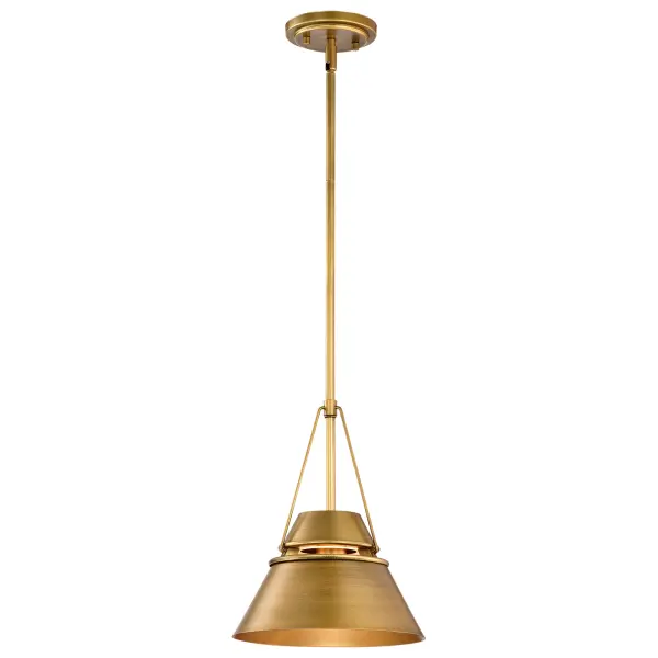 The Adina small pendant delivers effortless contemporary style with its clean-lined natural brass finish. Perfect for compact spaces, this single-light fixture adds warm metallic sophistication without overwhelming smaller rooms. - alternate view