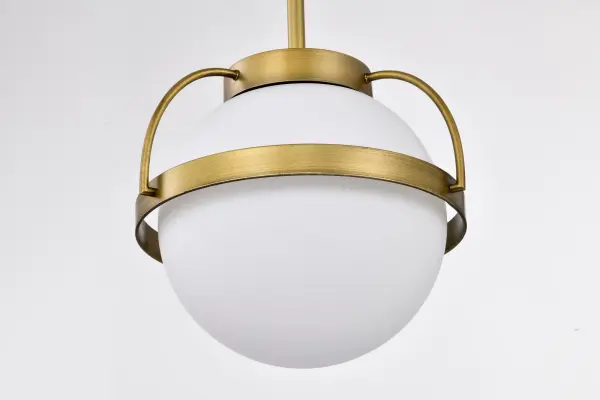 Elegant Small-Scale Pendant with Warm Brass and Soft Opal Glow - Image 12