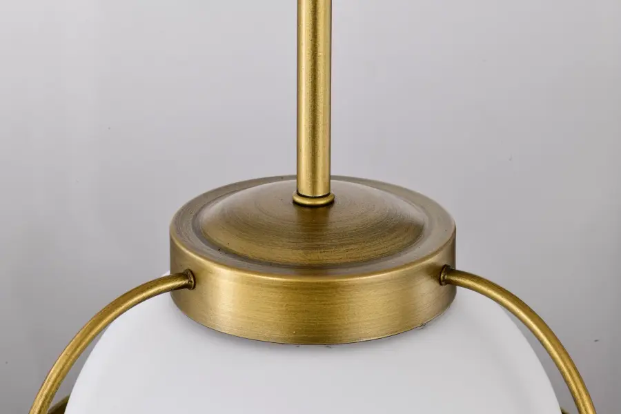 Elegant Small-Scale Pendant with Warm Brass and Soft Opal Glow - Image 8