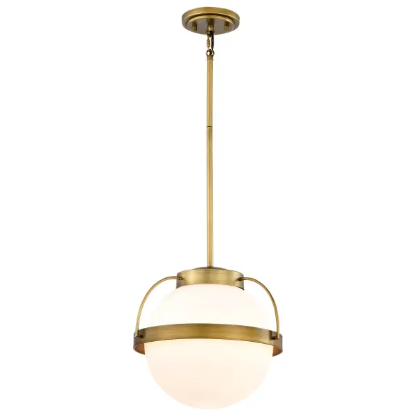 Timeless Brass Pendant with Romantic Opal Glass Glow - Image 2