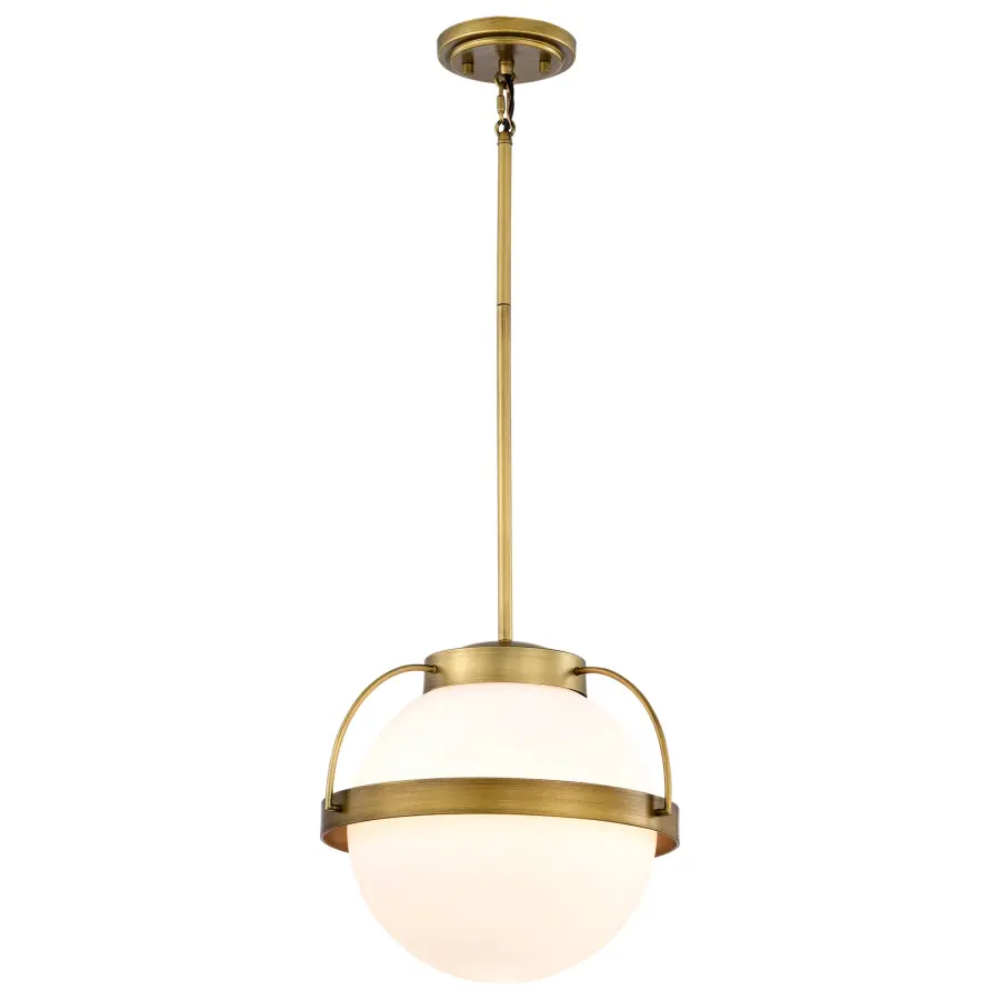 Timeless Brass Pendant with Romantic Opal Glass Glow - Image 2
