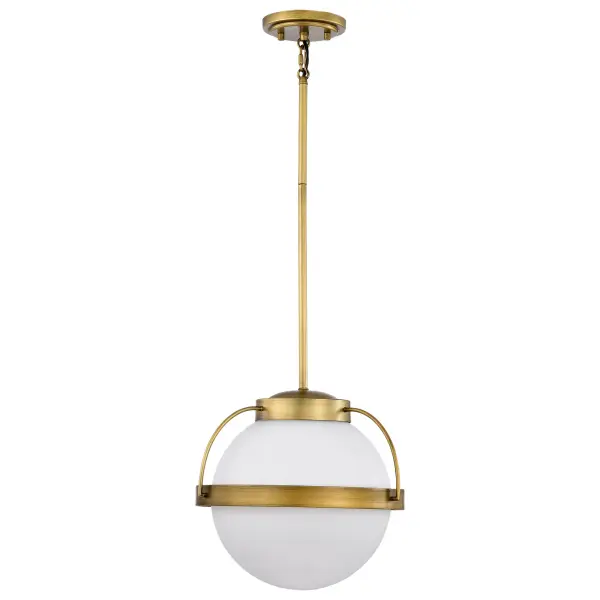 Timeless Brass Pendant with Romantic Opal Glass Glow - Image 3