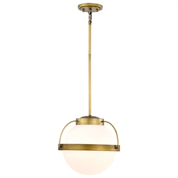 Timeless Brass Pendant with Romantic Opal Glass Glow - Image 4
