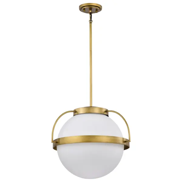 Romantic Brass Pendant with Timeless Opal Glass Elegance - Image 1