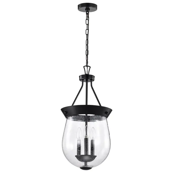 The Boliver pendant combines traditional sophistication with farmhouse appeal through its matte black finish and textured seeded glass. At 11 inches, it's perfectly sized for kitchen islands and smaller dining areas.
