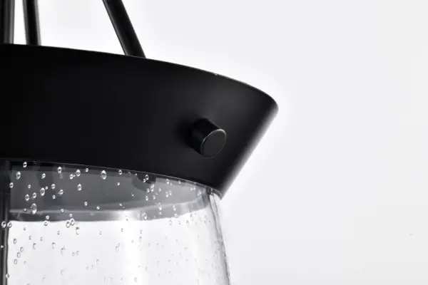 Boliver 3-Light Pendant in Matte Black with Clear Seeded Glass - Image 12
