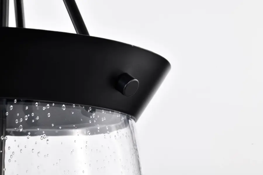 Boliver 3-Light Pendant in Matte Black with Clear Seeded Glass - Image 12