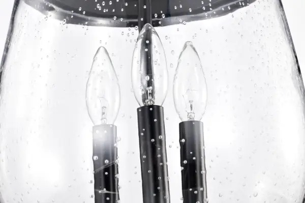 Boliver 3-Light Pendant in Matte Black with Clear Seeded Glass - Image 15