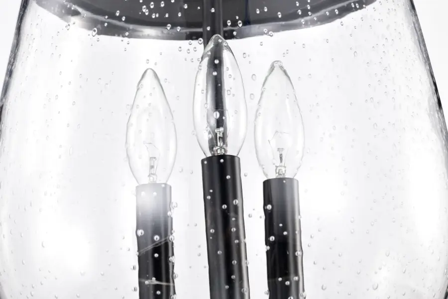 Boliver 3-Light Pendant in Matte Black with Clear Seeded Glass - Image 15