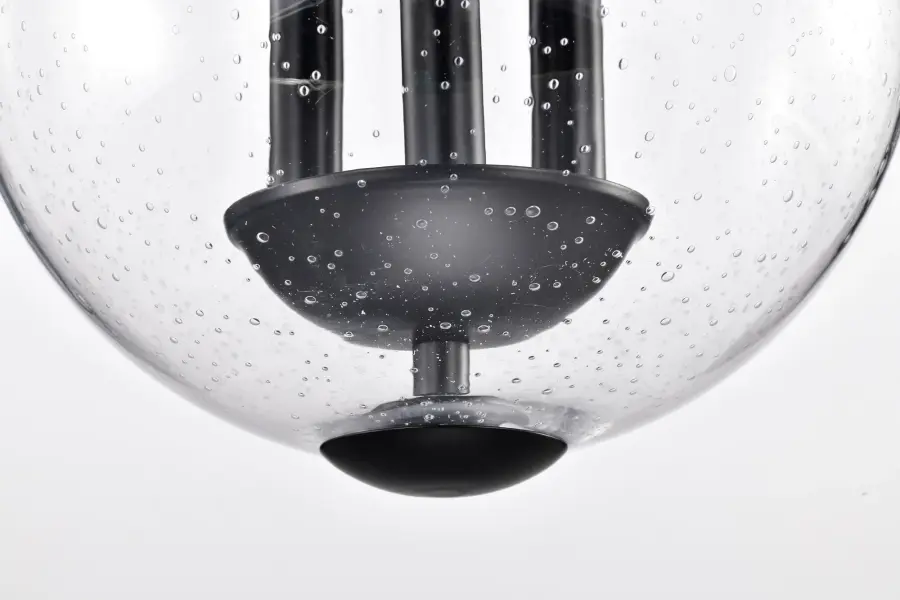 Boliver 3-Light Pendant in Matte Black with Clear Seeded Glass - Image 16