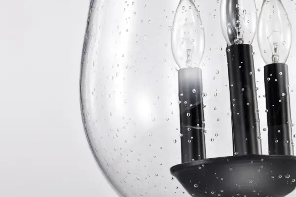 Boliver 3-Light Pendant in Matte Black with Clear Seeded Glass - Image 17