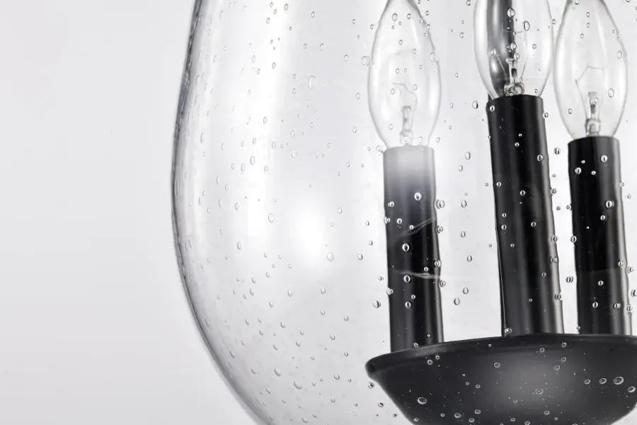 Boliver 3-Light Pendant in Matte Black with Clear Seeded Glass - Image 17