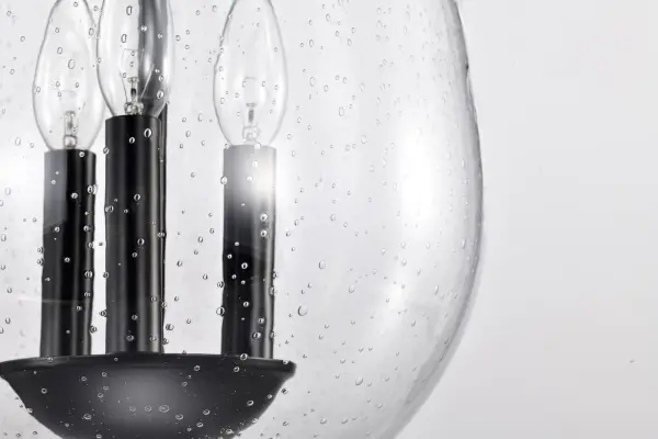 Boliver 3-Light Pendant in Matte Black with Clear Seeded Glass - Image 9