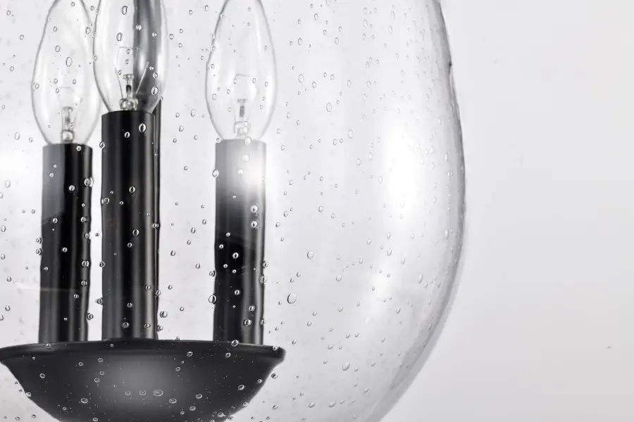 Boliver 3-Light Pendant in Matte Black with Clear Seeded Glass - Image 9
