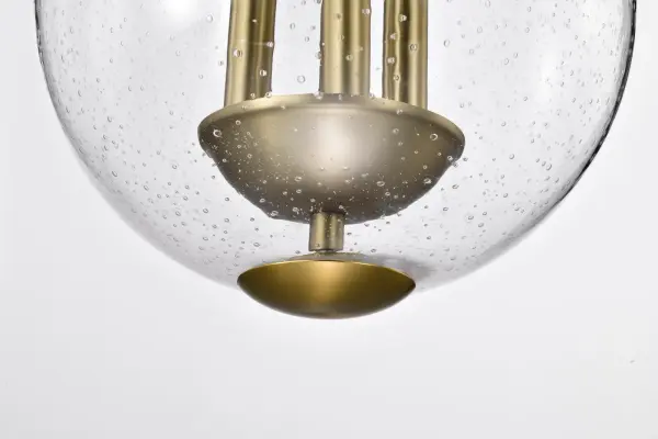 Boliver 3-Light Pendant in Vintage Brass with Clear Seeded Glass - Image 12