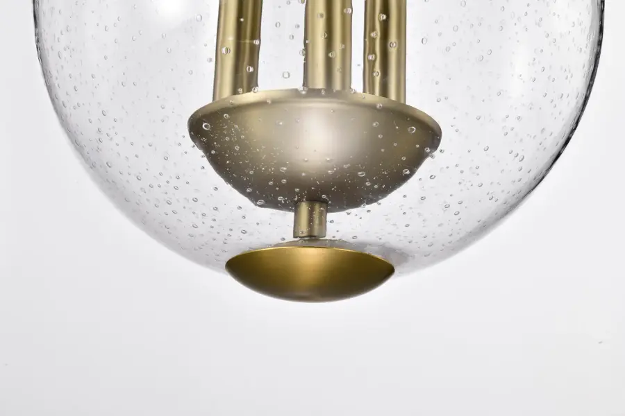 Boliver 3-Light Pendant in Vintage Brass with Clear Seeded Glass - Image 12