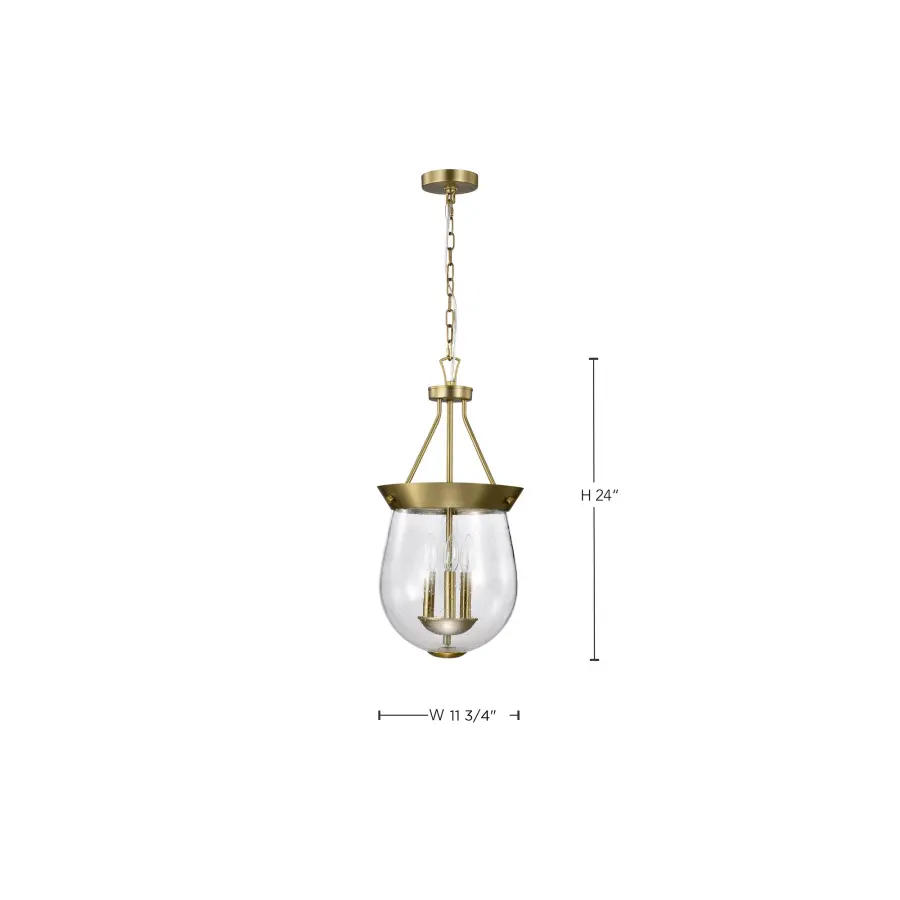 Boliver 3-Light Pendant in Vintage Brass with Clear Seeded Glass - Image 18