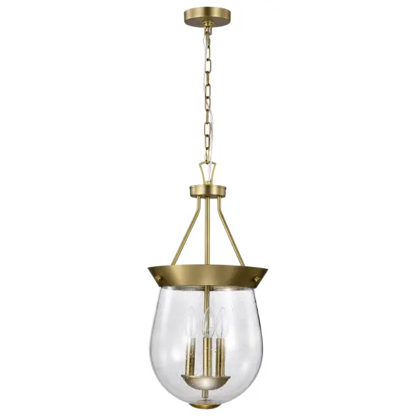 Boliver 3-Light Pendant in Vintage Brass with Clear Seeded Glass - Image 5