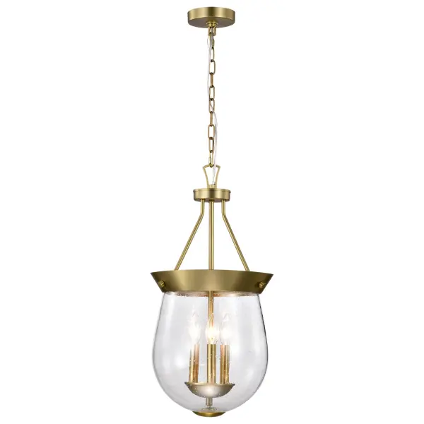 Boliver 3-Light Pendant in Vintage Brass with Clear Seeded Glass - Image 6