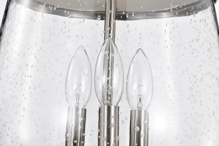 Boliver 3-Light Pendant in Brushed Nickel with Clear Seeded Glass - Image 12