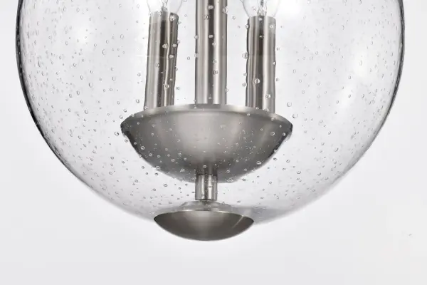 Boliver 3-Light Pendant in Brushed Nickel with Clear Seeded Glass - Image 14