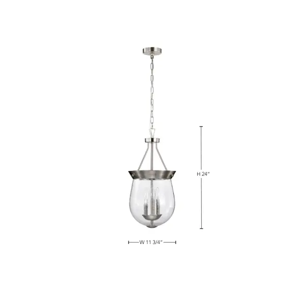 Boliver 3-Light Pendant in Brushed Nickel with Clear Seeded Glass - Image 17
