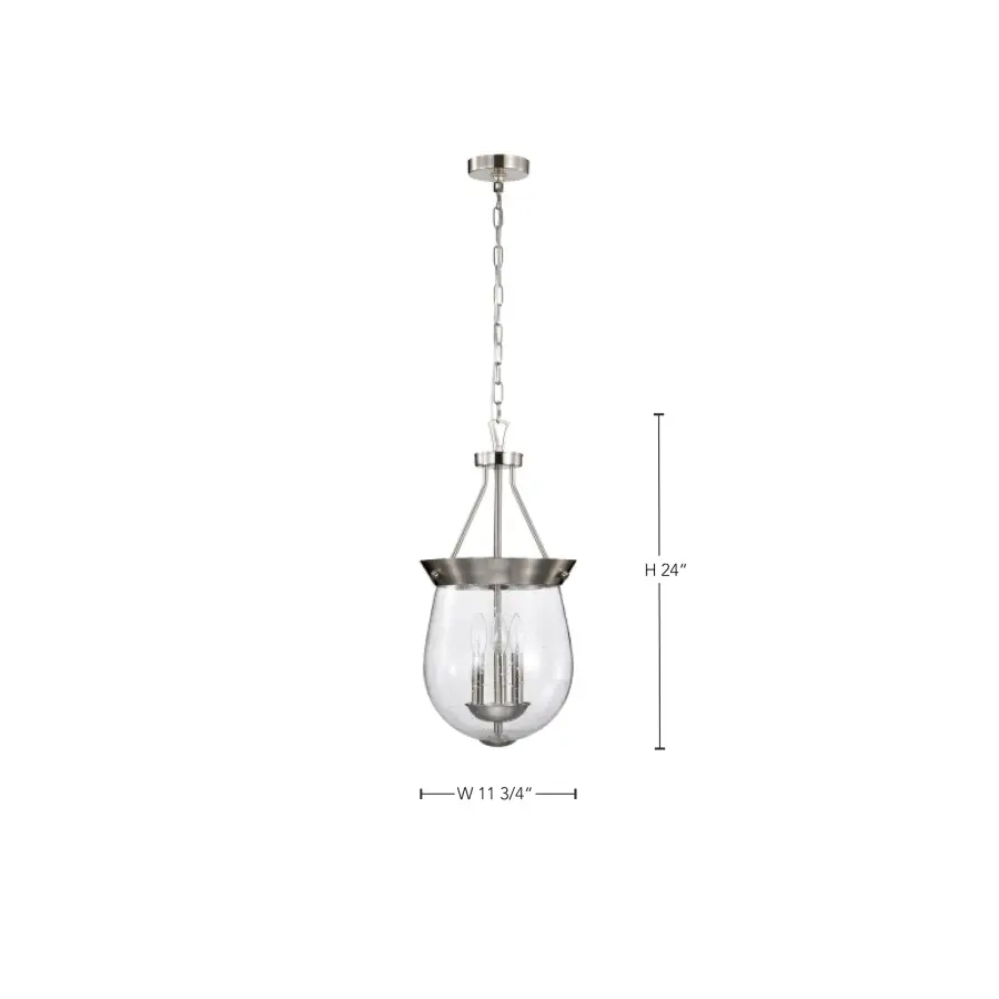 Boliver 3-Light Pendant in Brushed Nickel with Clear Seeded Glass - Image 17