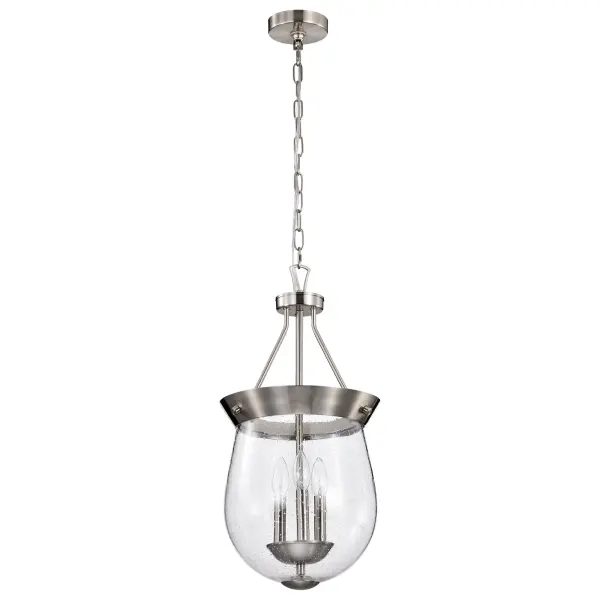Boliver 3-Light Pendant in Brushed Nickel with Clear Seeded Glass - Image 5