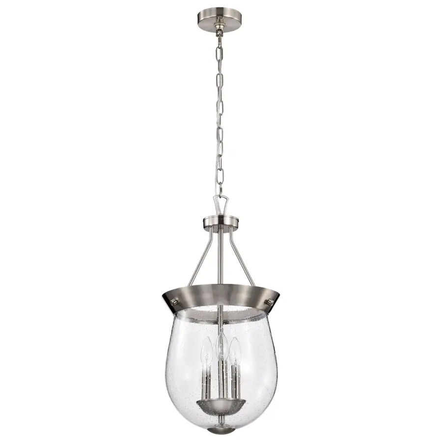Boliver 3-Light Pendant in Brushed Nickel with Clear Seeded Glass - Image 5